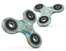 Blue and Coral Feathers Over Teal Strokes Full-Body Fidget Spinner Skin-Kit