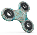 Blue and Coral Feathers Over Teal Strokes Full-Body Fidget Spinner Skin-Kit