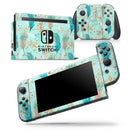 Blue and Coral Feathers Over Teal Strokes - Skin Wrap Decal for Nintendo Switch Lite Console & Dock - 3DS XL - 2DS - Pro - DSi - Wii - Joy-Con Gaming Controller
