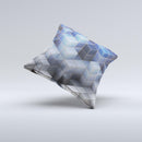 Blue and Gray 3D Cubes ink-Fuzed Decorative Throw Pillow