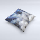 Blue and Gray 3D Cubes ink-Fuzed Decorative Throw Pillow