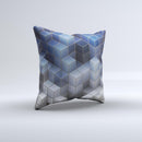 Blue and Gray 3D Cubes ink-Fuzed Decorative Throw Pillow