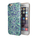 Blue and Green Damask Watercolor Pattern iPhone 6/6s or 6/6s Plus 2-Piece Hybrid INK-Fuzed Case