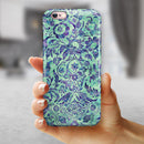 Blue and Green Damask Watercolor Pattern iPhone 6/6s or 6/6s Plus 2-Piece Hybrid INK-Fuzed Case