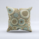 Blue and Green Overlapping Circles ink-Fuzed Decorative Throw Pillow