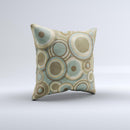 Blue and Green Overlapping Circles ink-Fuzed Decorative Throw Pillow