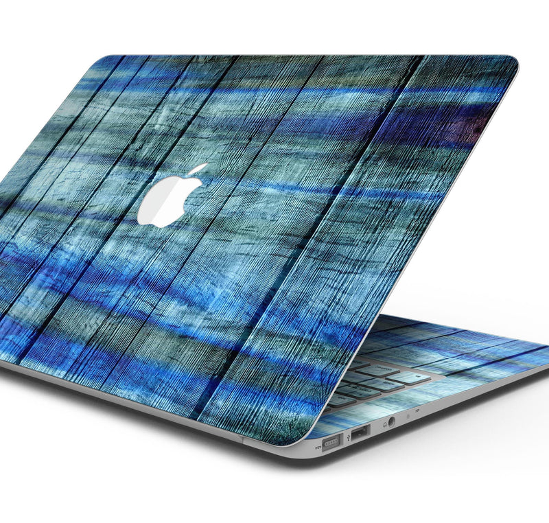 Blue and Green Tye-Dyed Wood - Skin Decal Wrap Kit Compatible with the Apple MacBook Pro, Pro with Touch Bar or Air (11", 12", 13", 15" & 16" - All Versions Available)