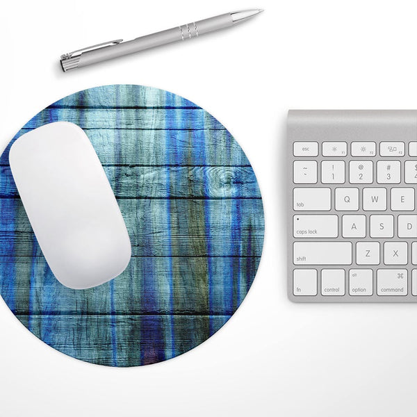 Blue and Green Tye-Dyed Wood// WaterProof Rubber Foam Backed Anti-Slip Mouse Pad for Home Work Office or Gaming Computer Desk