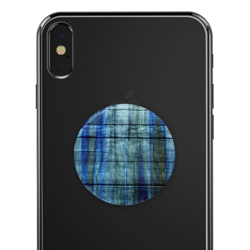 Blue and Green Tye-Dyed Wood - Skin Kit for PopSockets and other Smartphone Extendable Grips & Stands