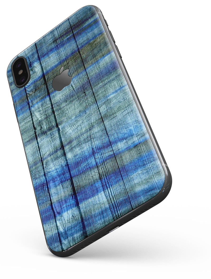 Blue and Green Tye-Dyed Wood - iPhone X Skin-Kit
