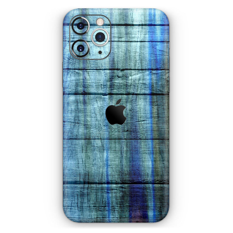 Blue and Green Tye-Dyed Wood  - Protective Skin Wrap & Decal – Compatible with iPhone SE to iPhone 17 Pro Max (All Models)