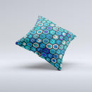 Blue and Green Vibrant Hexagons ink-Fuzed Decorative Throw Pillow