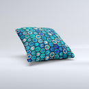Blue and Green Vibrant Hexagons ink-Fuzed Decorative Throw Pillow