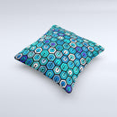 Blue and Green Vibrant Hexagons ink-Fuzed Decorative Throw Pillow