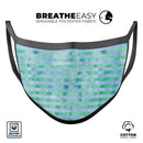 Blue and Green Watercolor Stripes - Made in USA Mouth Cover Unisex Anti-Dust Cotton Blend Reusable & Washable Face Mask with Adjustable Sizing for Adult or Child