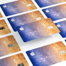 Blue and Orange Scratched Surface with Glowing Gold - Premium Protective Decal Skin-Kit for the Apple Credit Card