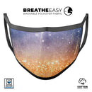 Blue and Orange Scratched Surface with Glowing Gold - Made in USA Mouth Cover Unisex Anti-Dust Cotton Blend Reusable & Washable Face Mask with Adjustable Sizing for Adult or Child