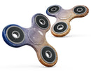 Blue and Orange Scratched Surface with Glowing Gold Full-Body Fidget Spinner Skin-Kit