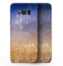 Blue and Orange Scratched Surface with Glowing Gold - Samsung Galaxy S8 Full-Body Skin Kit