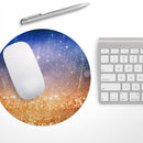 Blue and Orange Scratched Surface with Glowing Gold// WaterProof Rubber Foam Backed Anti-Slip Mouse Pad for Home Work Office or Gaming Computer Desk