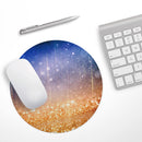 Blue and Orange Scratched Surface with Glowing Gold// WaterProof Rubber Foam Backed Anti-Slip Mouse Pad for Home Work Office or Gaming Computer Desk