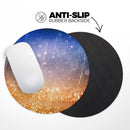Blue and Orange Scratched Surface with Glowing Gold// WaterProof Rubber Foam Backed Anti-Slip Mouse Pad for Home Work Office or Gaming Computer Desk