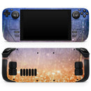 Blue and Orange Scratched Surface with Glowing Gold // Full Body Skin Decal Wrap Kit for the Steam Deck handheld gaming computer