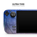 Blue and Orange Scratched Surface with Glowing Gold // Full Body Skin Decal Wrap Kit for the Steam Deck handheld gaming computer