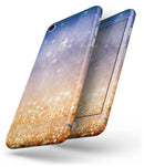Blue and Orange Scratched Surface with Glowing Gold - Skin-kit for the iPhone 8 or 8 Plus