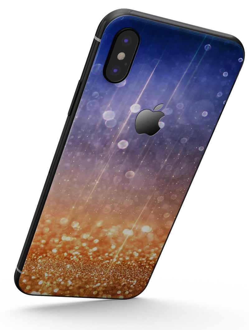 Blue and Orange Scratched Surface with Glowing Gold - iPhone X Skin-Kit