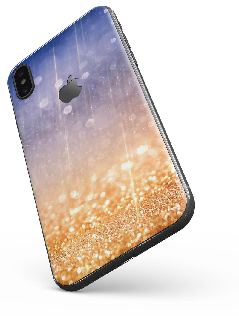 Blue and Orange Scratched Surface with Glowing Gold - iPhone X Skin-Kit
