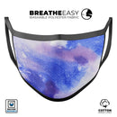 Blue and Pink Watercolor Spill - Made in USA Mouth Cover Unisex Anti-Dust Cotton Blend Reusable & Washable Face Mask with Adjustable Sizing for Adult or Child