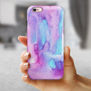 Blue and Pinkish Absorbed Watercolor Texture iPhone 6/6s or 6/6s Plus 2-Piece Hybrid INK-Fuzed Case