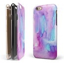Blue and Pinkish Absorbed Watercolor Texture iPhone 6/6s or 6/6s Plus 2-Piece Hybrid INK-Fuzed Case