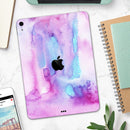 Blue and Pinkish Absorbed Watercolor Texture - Full Body Skin Decal for the Apple iPad Pro 12.9", 11", 10.5", 9.7", Air or Mini (All Models Available)