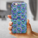 Blue and Purple Watercolor Peacock Feathers iPhone 6/6s or 6/6s Plus 2-Piece Hybrid INK-Fuzed Case