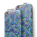 Blue and Purple Watercolor Peacock Feathers iPhone 6/6s or 6/6s Plus 2-Piece Hybrid INK-Fuzed Case