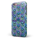 Blue and Purple Watercolor Peacock Feathers iPhone 6/6s or 6/6s Plus 2-Piece Hybrid INK-Fuzed Case