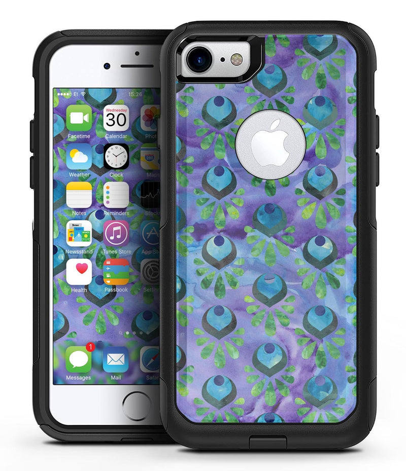 Blue and Purple Watercolor Peacock Feathers - iPhone 7 or 8 OtterBox Case & Skin Kits