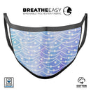 Blue and Purple Watercolor Waves - Made in USA Mouth Cover Unisex Anti-Dust Cotton Blend Reusable & Washable Face Mask with Adjustable Sizing for Adult or Child