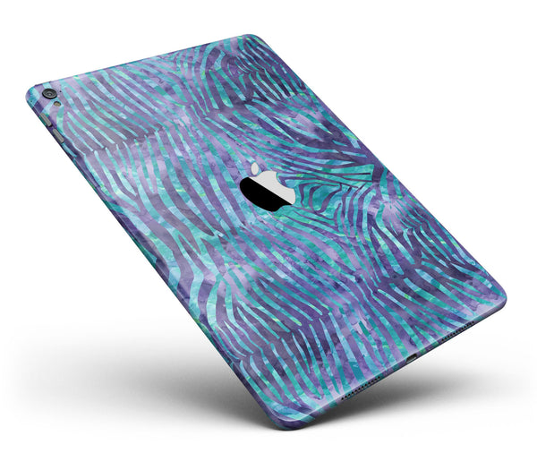 Blue and Purple Watercolor Zebra Pattern Full Body Skin for the iPad Pro (12.9" or 9.7" available)
