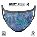 Blue and Purple Watercolor Zebra Pattern - Made in USA Mouth Cover Unisex Anti-Dust Cotton Blend Reusable & Washable Face Mask with Adjustable Sizing for Adult or Child