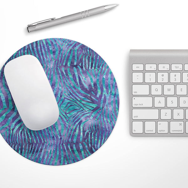 Blue and Purple Watercolor Zebra Pattern// WaterProof Rubber Foam Backed Anti-Slip Mouse Pad for Home Work Office or Gaming Computer Desk