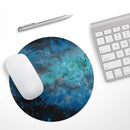Blue and Teal Painted Universe// WaterProof Rubber Foam Backed Anti-Slip Mouse Pad for Home Work Office or Gaming Computer Desk