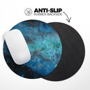 Blue and Teal Painted Universe// WaterProof Rubber Foam Backed Anti-Slip Mouse Pad for Home Work Office or Gaming Computer Desk