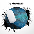 Blue and Teal Painted Universe// WaterProof Rubber Foam Backed Anti-Slip Mouse Pad for Home Work Office or Gaming Computer Desk