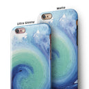 Blue and Teal Watercolor Swirl iPhone 6/6s or 6/6s Plus 2-Piece Hybrid INK-Fuzed Case