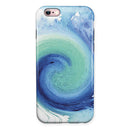 Blue and Teal Watercolor Swirl iPhone 6/6s or 6/6s Plus 2-Piece Hybrid INK-Fuzed Case