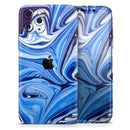 Blue and White Blended Paint  - Protective Skin Wrap & Decal – Compatible with iPhone SE to iPhone 17 Pro Max (All Models)