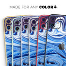 Blue and White Blended Paint  - Protective Skin Wrap & Decal – Compatible with iPhone SE to iPhone 17 Pro Max (All Models)